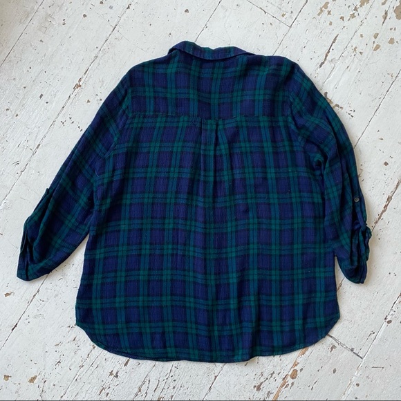 Forever 21 Plaid Tartan Flannel Shacket Shirt Roll Tab Sleeves - Picture 4 of 11